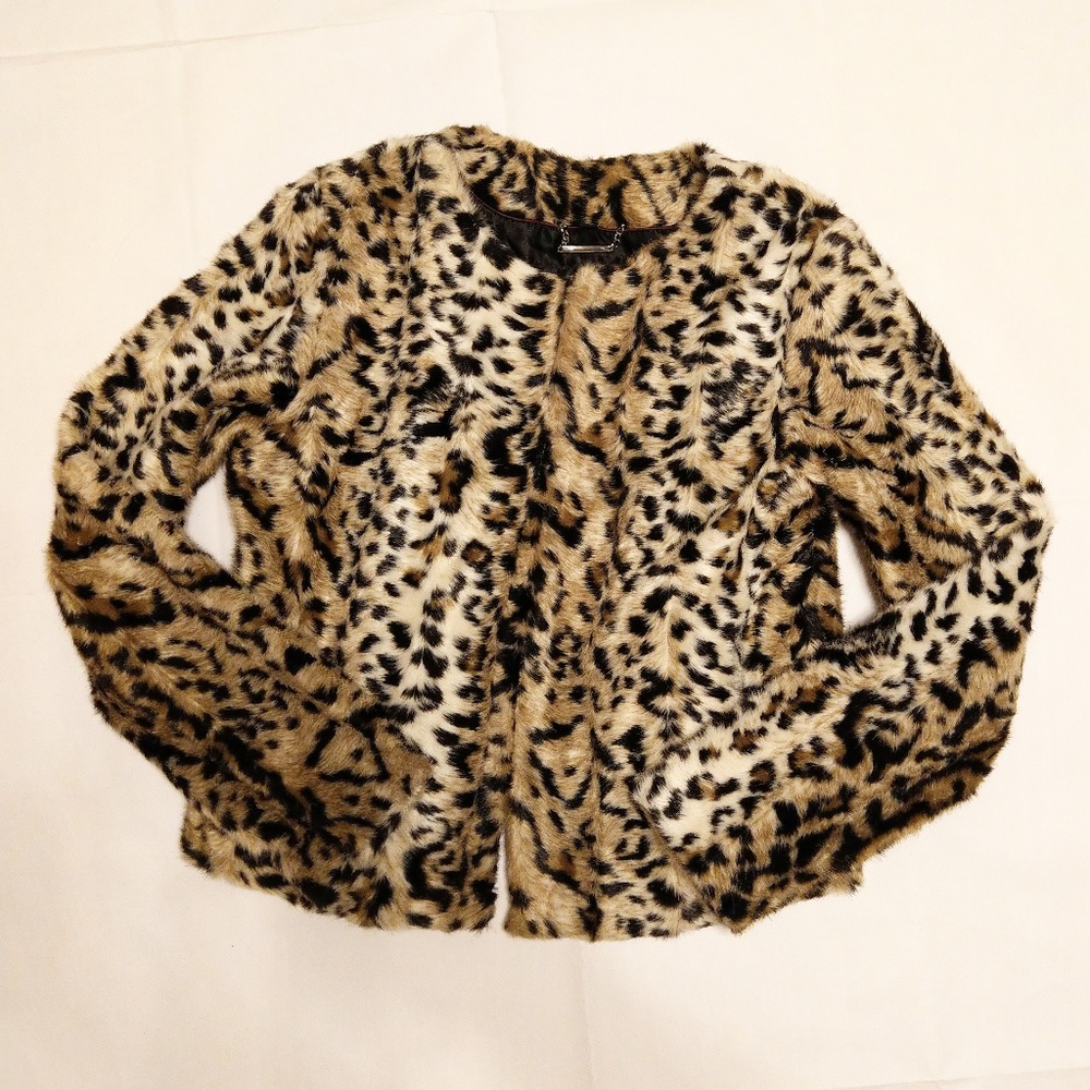 Express Cheetah Print Faux Fur Blazer Jacket XS